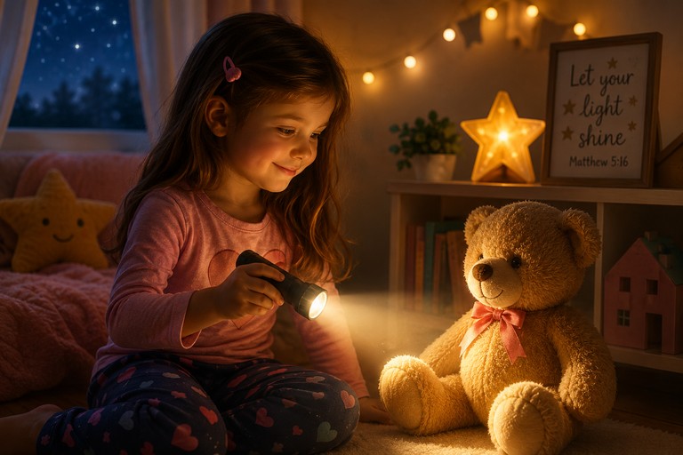 Warm child-friendly illustration for The Little Light That Kept Shining, a Bible story about a meaningful Bible lesson featuring Jesus